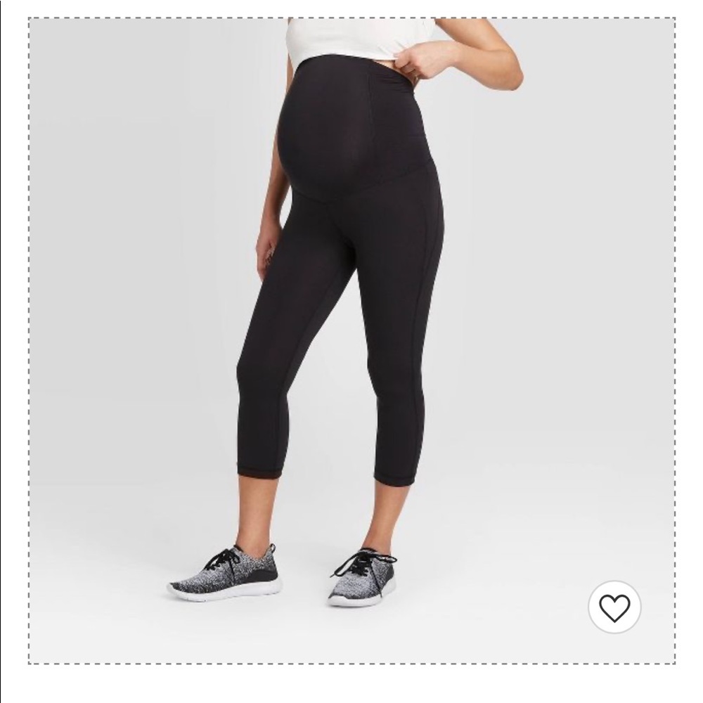 3 pairs of Black Active Capri Maternity Leggings